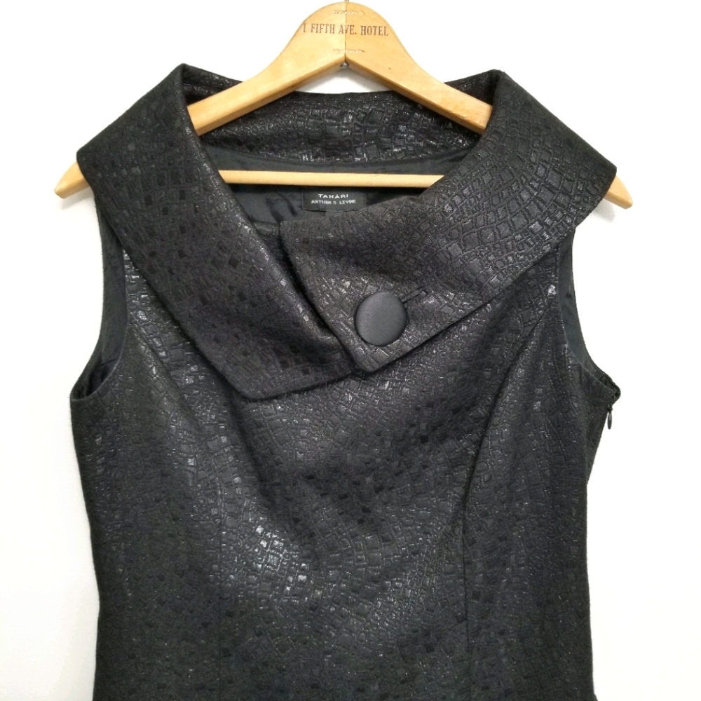 Tahari little black dress beautiful collar detail